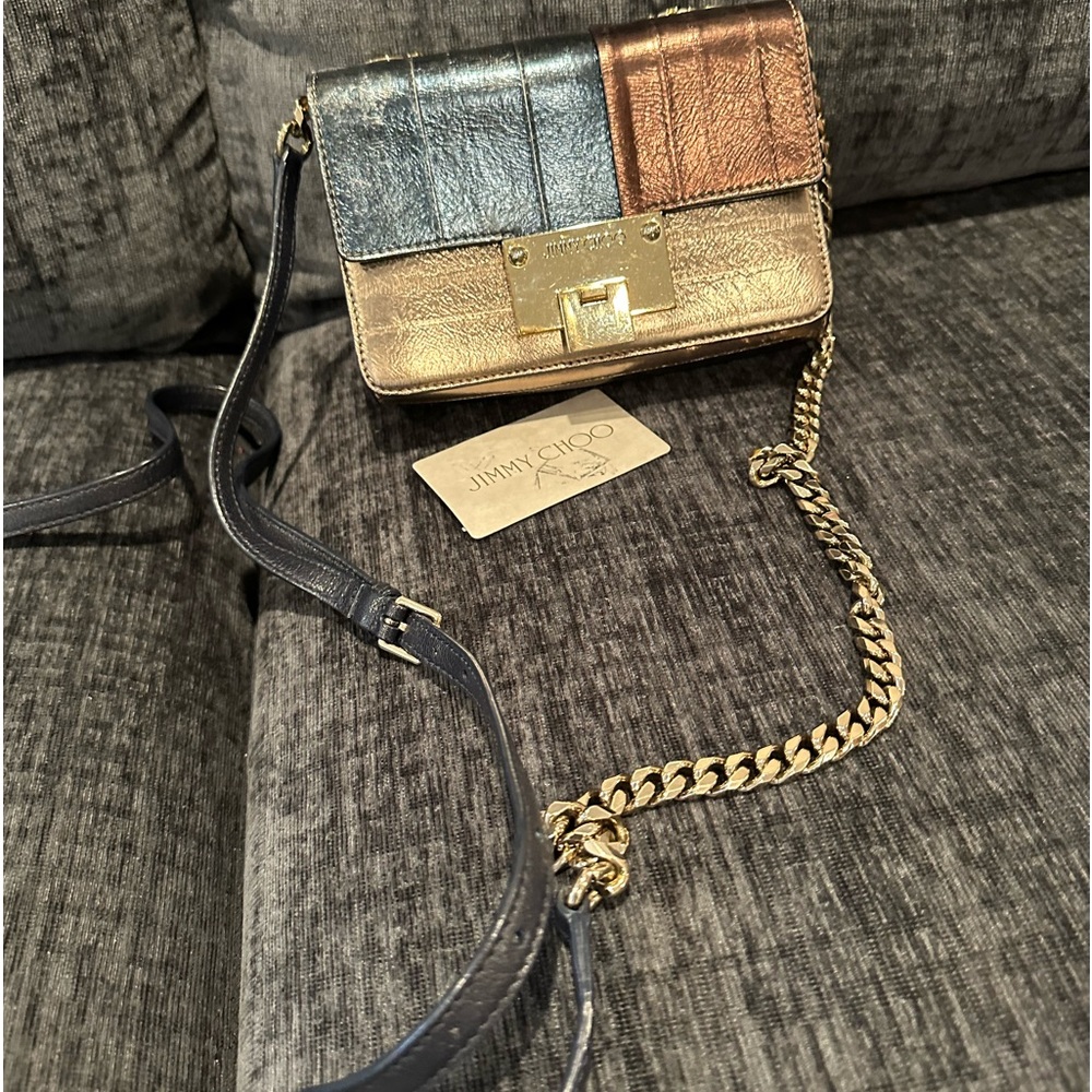 Authentic JIMMY CHOO Shoulder/Crossbody Bag.Multi Color.Genuine Leather.7/5/2.5”